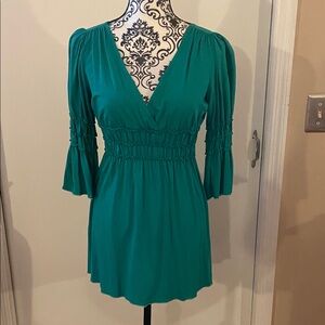 Sophie Max Teal V-Neck Blouse